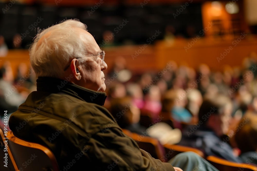 a Senior Man in a Crowd at a Concert Hall.. a Senior Man in a Crowd at a Concert Hall..
