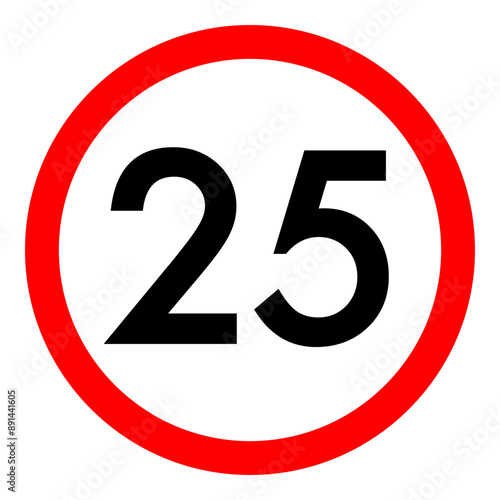 Speed limit 25 round road traffic icon