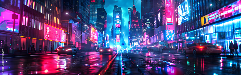 Night cityscape with neon lights new York United States color full in background
Night cityscape with neon lights new York United States color full in background