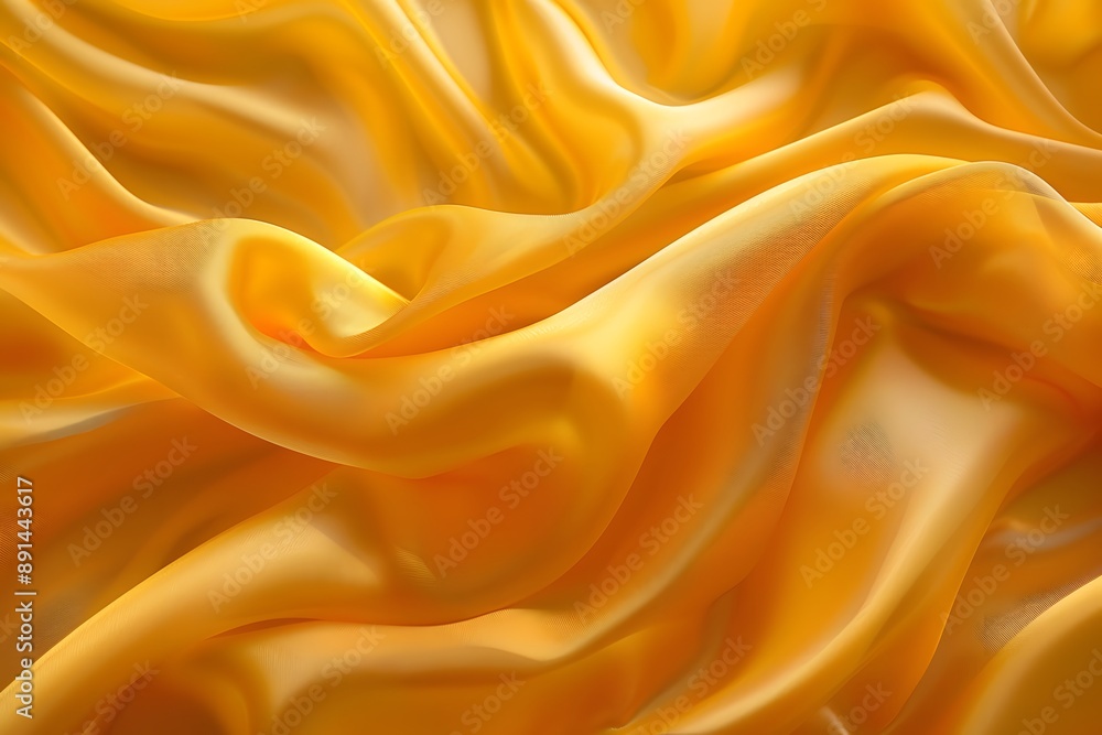Luxurious Golden Silk Fabric Flowing Elegantly Luxurious Golden Silk Fabric Flowing Elegantly