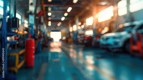 Wallpaper Mural Abstract blur car garage automobile interior Blurred mechanic service centre auto repair workshop soft defocused Blurry car care station background : Generative AI Torontodigital.ca