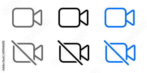 Cross on video camera sign. Camcorder icon. Camera off on symbol. recording not allowed pictogram.