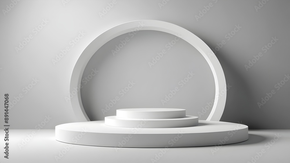 presentation podium, elegant white 3d podium on gray backdrop presentation podium, elegant white 3d podium on gray backdrop