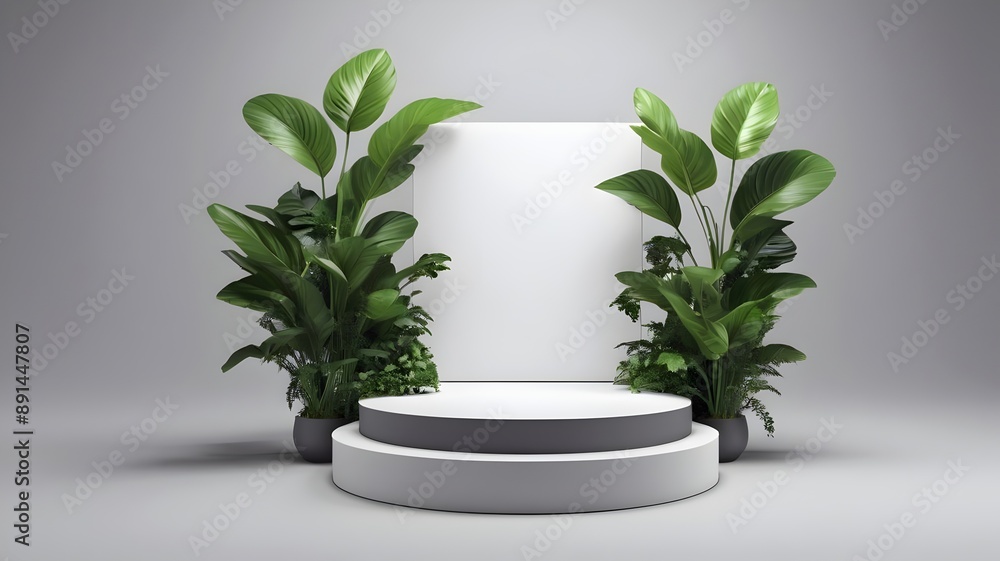 presentation podium, modern green leafy podium for product display presentation podium, modern green leafy podium for product display