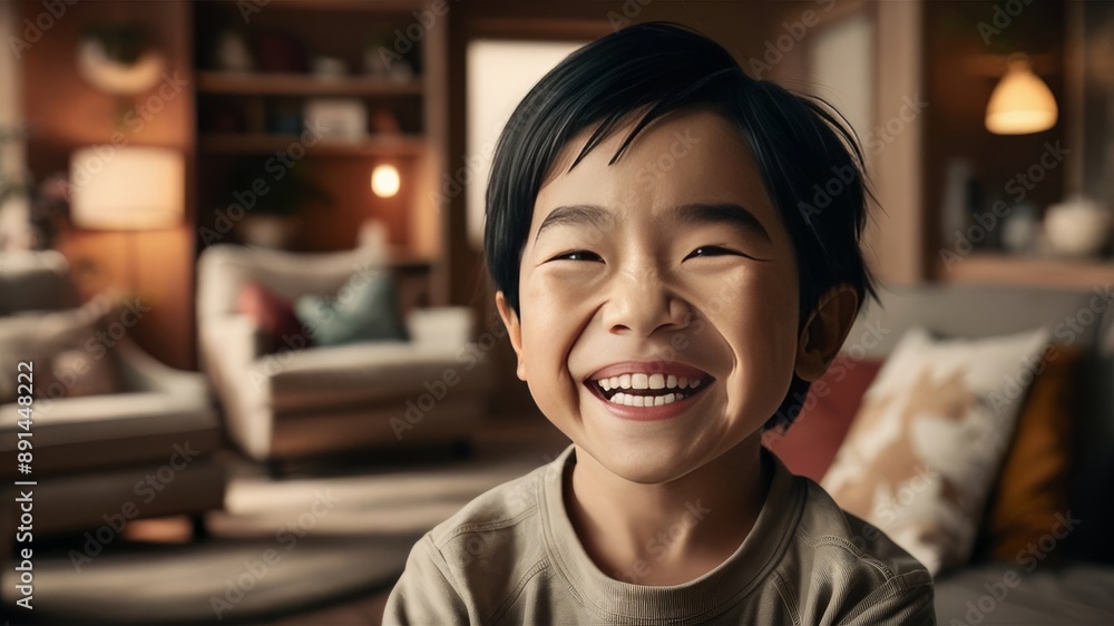 Portrait of a boy child who smiles against the backdrop of a bright room. Portrait advertising photography. AI generation
Portrait of a boy child who smiles against the backdrop of a bright room. Portrait advertising photography. AI generation