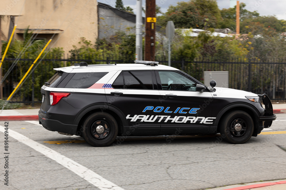 Hawthorne, California, USA - March 6, 2024: A Hawthorne city Police ...