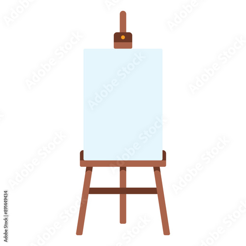 Artist Easel stand. Art Holder for painting and clear empty canvas. Wooden equipment for creativity. Simple and quite vector illustration.