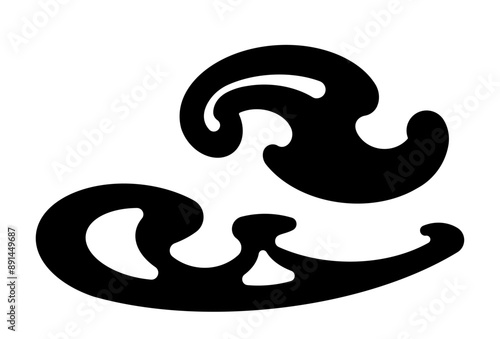 Sewing curve ruler. Dressmakers rulers for fashion design. Tailoring, sew workshop, dressmaking concept. Black silhouette, vector illustration