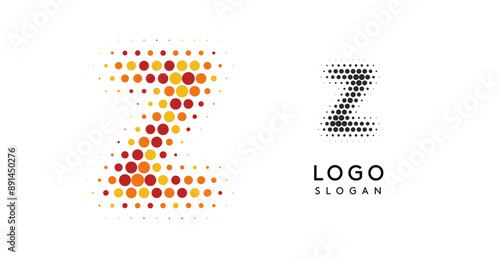 Abstract letter Z logo with orange to red gradient dots, modern minimalist dotted logotype for business branding, corporate identity. Stylish professional symbol. Vector illustration