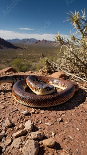 Arizona Mountain Kingsnake Striking Desert Dwelle photo