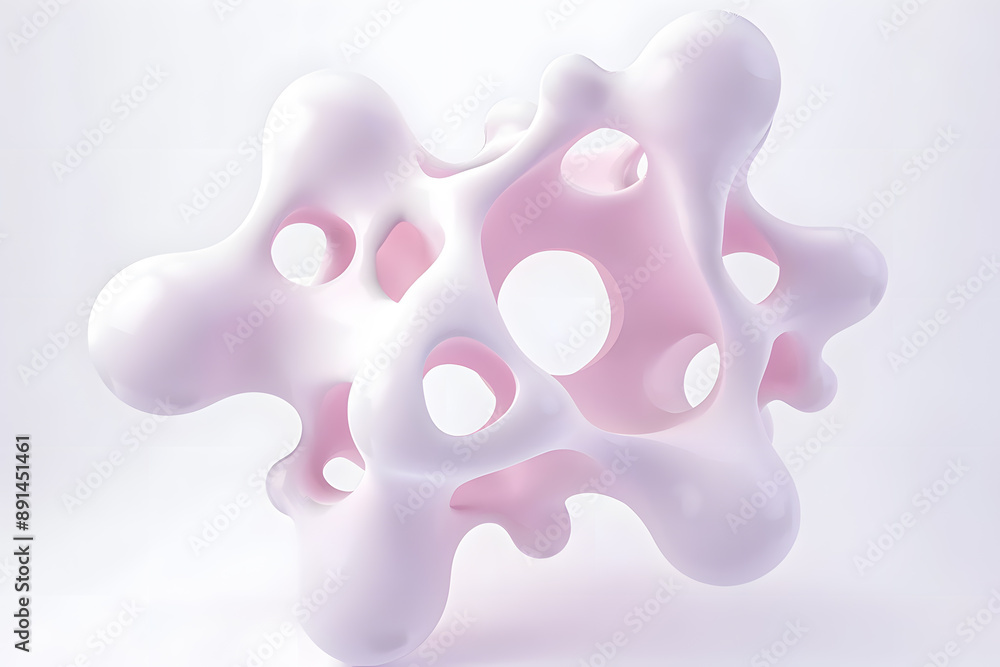 White Organic metaball shape 3d illustration isolated on white background White Organic metaball shape 3d illustration isolated on white background