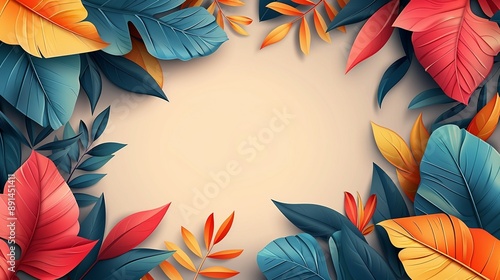Abstract background with a blend of bright colors and organic shapes ideal for nature-themed and eco-friendly slides Illustration Flat Color, Clip Art Style , Minimalism,