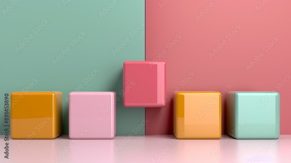 Colorful abstract background with a mosaic of geometric shapes in various tones perfect for creative business presentations 3D Illustration image , Minimalism, Colorful abstract background with a mosaic of geometric shapes in various tones perfect for creative business presentations 3D Illustration image , Minimalism,