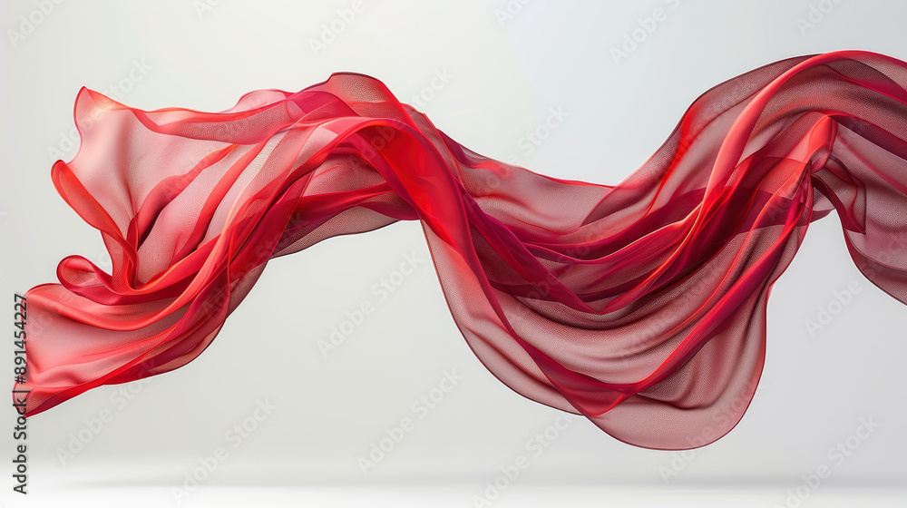 Flying red silk on white background Flying red silk on white background