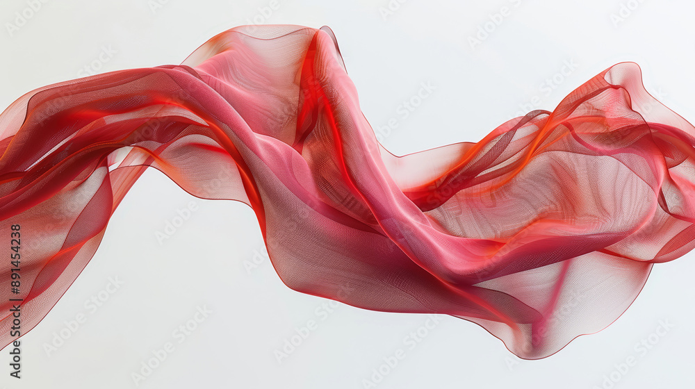 Flying red silk on white background Flying red silk on white background