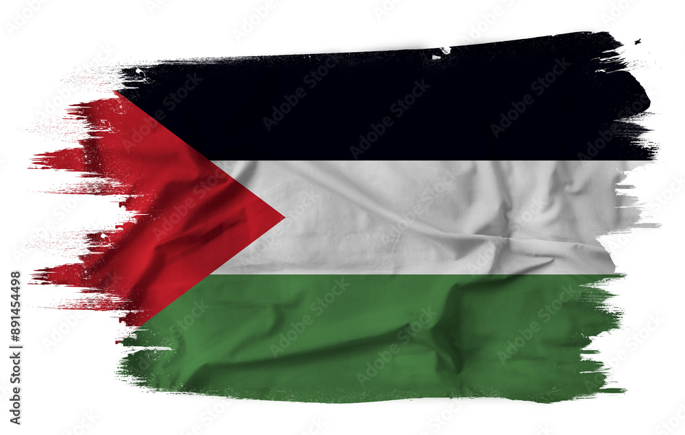 Flag of Palestine in brush stroke background