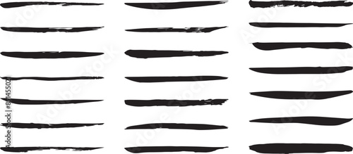 手書きの筆のライン素材　ベクター　線　黒　Set of grungy vector black brushes.ink brush strokes. brush collection isolated.