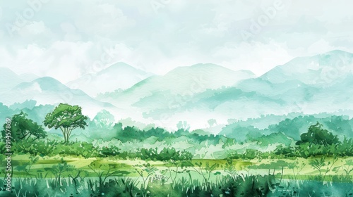 Simple watercolor illustration for tamil nadu day with famous tamil nadu landscape.