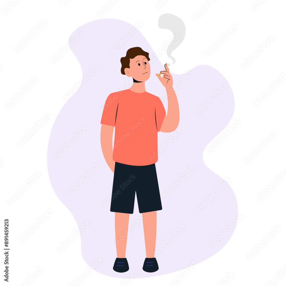 Young man smoking a cigarette. Vector illustration Young man smoking a cigarette. Vector illustration