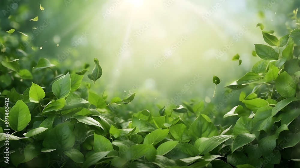 Flying foliage of greenery. Background idea of ecology and environment Flying foliage of greenery. Background idea of ecology and environment