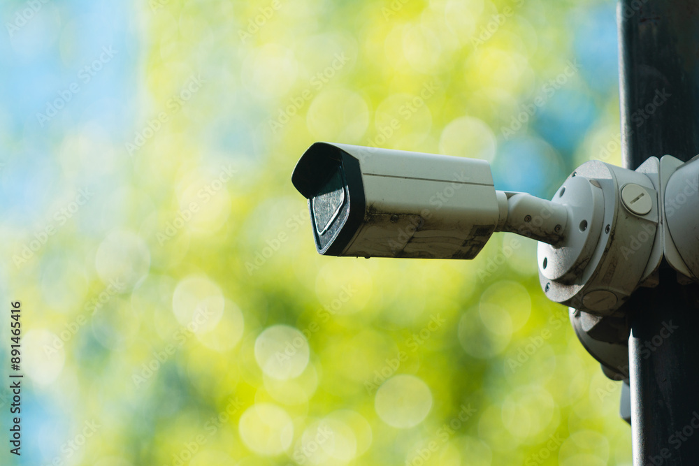 all-weather security camera in a public park. all-weather security camera in a public park.