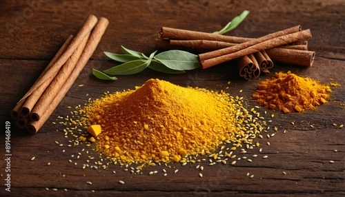 Cinnamon Sticks with Saffron and Cloves photo