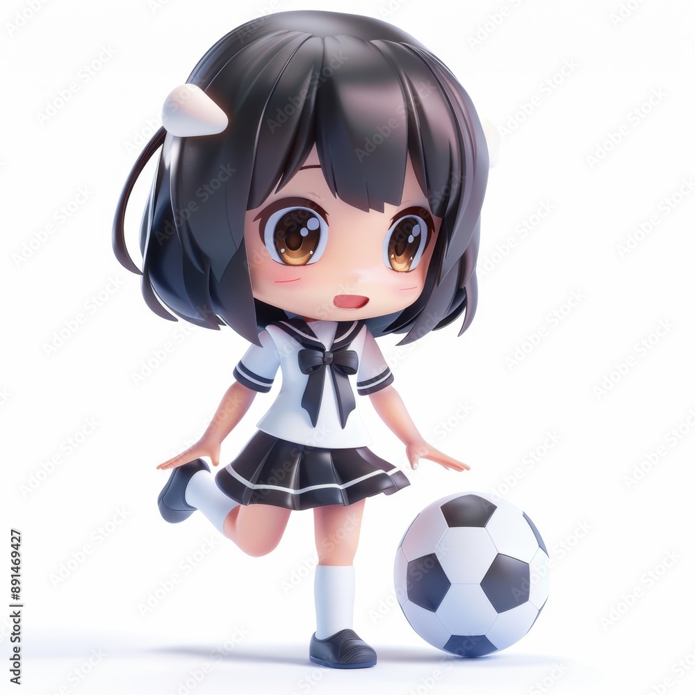 Chibi Girl Playing Football Chibi Girl Playing Football