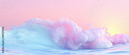 Wallpaper Mural A pink and blue wave with a splash of pink foam Torontodigital.ca