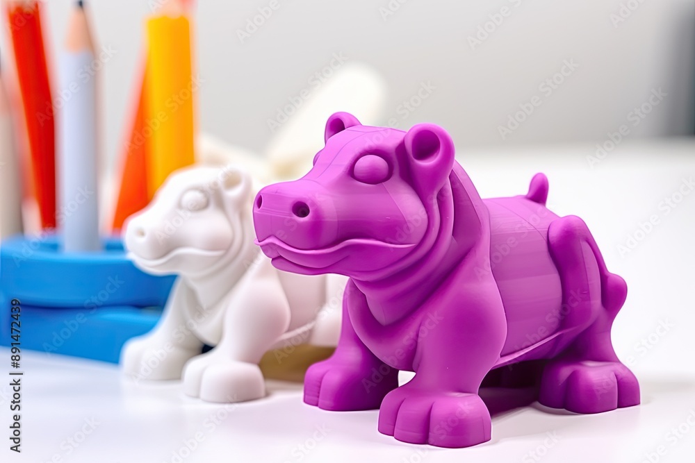 Purple 3D Printed Hippopotamus Toy. Purple 3D Printed Hippopotamus Toy.