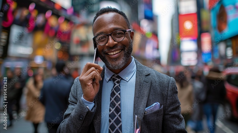 Businessman walking through a crowded city square, smiling as he talks on his phone, capturing the dynamic energy of urban business life realistic photo, high resolution , Minimalism, Businessman walking through a crowded city square, smiling as he talks on his phone, capturing the dynamic energy of urban business life realistic photo, high resolution , Minimalism,