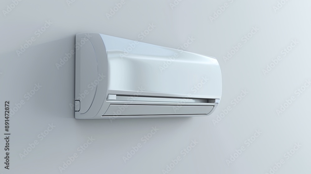 3D rendering of a wall-mounted air conditioner on a plain background as an individual item 3D rendering of a wall-mounted air conditioner on a plain background as an individual item