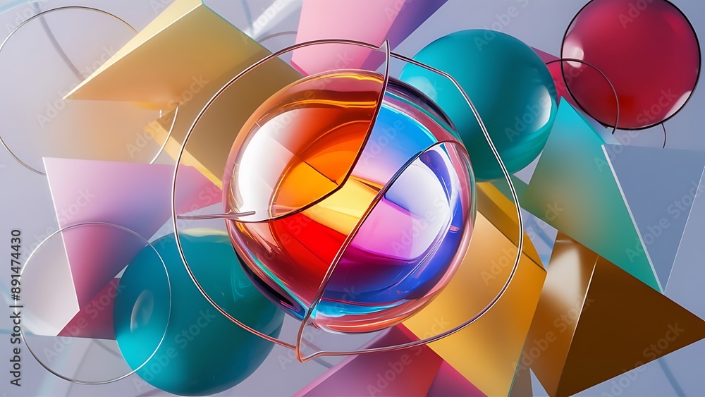 abstract geometric background translucent glass with colorful gradient 3d rendering background abstract geometric background translucent glass with colorful gradient 3d rendering background