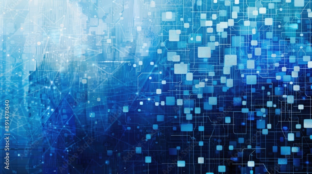 Futuristic techy background with blue and white digital patterns, perfect for a contemporary and innovative theme. Futuristic techy background with blue and white digital patterns, perfect for a contemporary and innovative theme.