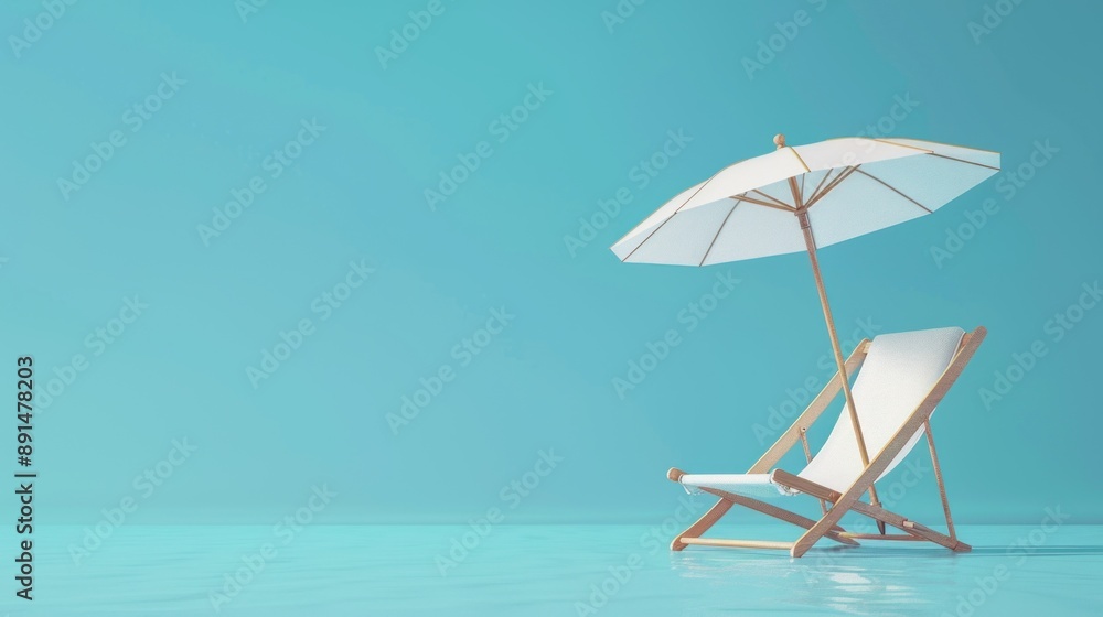 Relaxing Beach Scene with Lounger and Umbrella Relaxing Beach Scene with Lounger and Umbrella