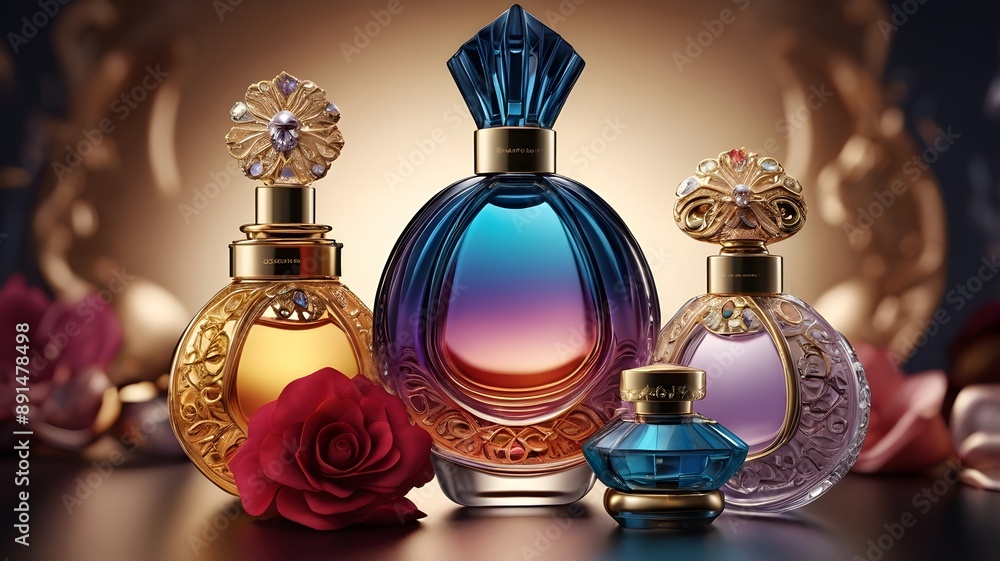 A collection of antique Arabian perfume bottles A collection of antique Arabian perfume bottles
