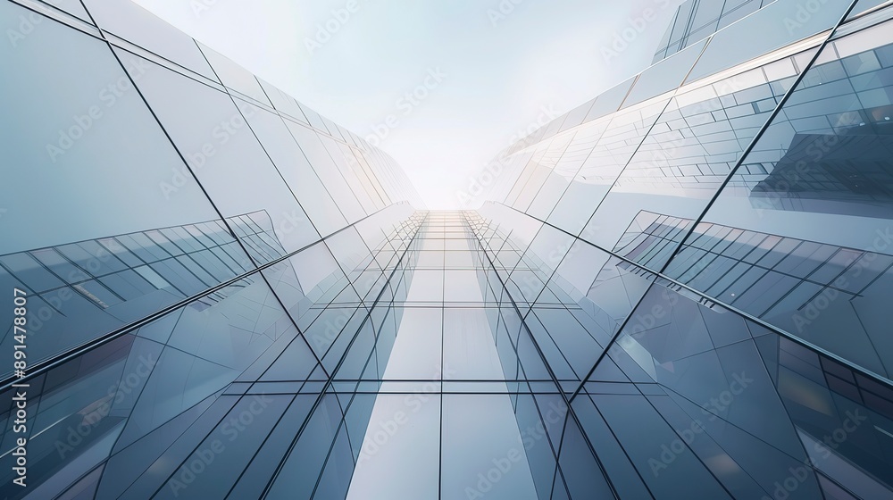 Obraz premium Exterior of a high-rise office building. Modern architecture with an abstract background 