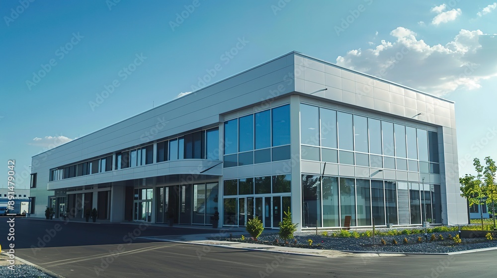 Newly build modern office building with warehouse Newly build modern office building with warehouse