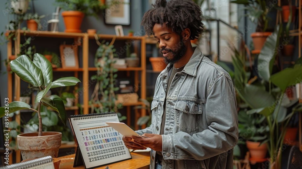 Entrepreneur using a digital assistant for task management, with a vintage desk calendar nearby, symbolizing the shift from traditional to digital planning realistic photo, high resolution , Entrepreneur using a digital assistant for task management, with a vintage desk calendar nearby, symbolizing the shift from traditional to digital planning realistic photo, high resolution ,