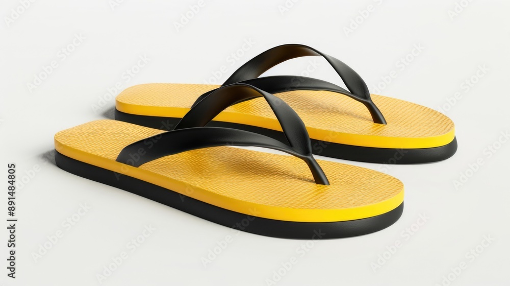 yellow flip flops on white background yellow flip flops on white background
