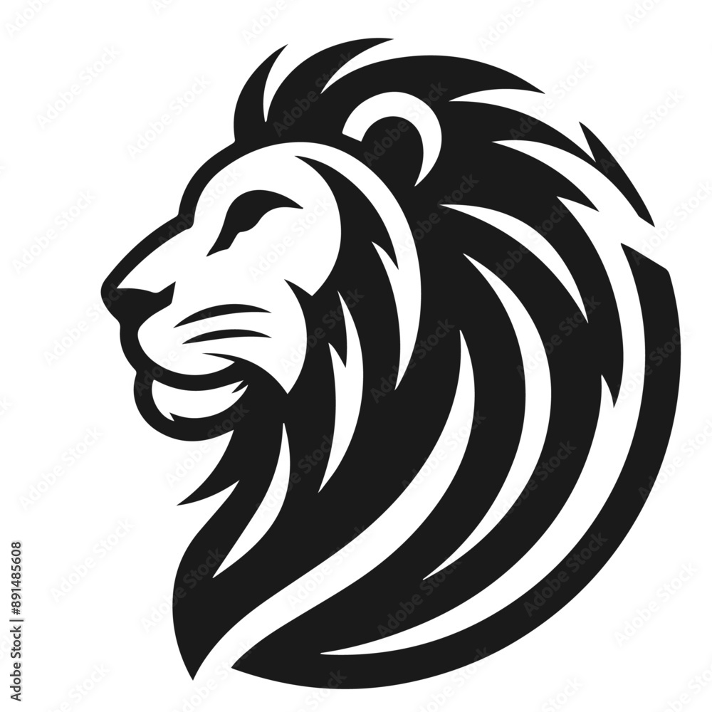 Clean Black and white Vector silhouette of a Lion logo on white background Clean Black and white Vector silhouette of a Lion logo on white background
