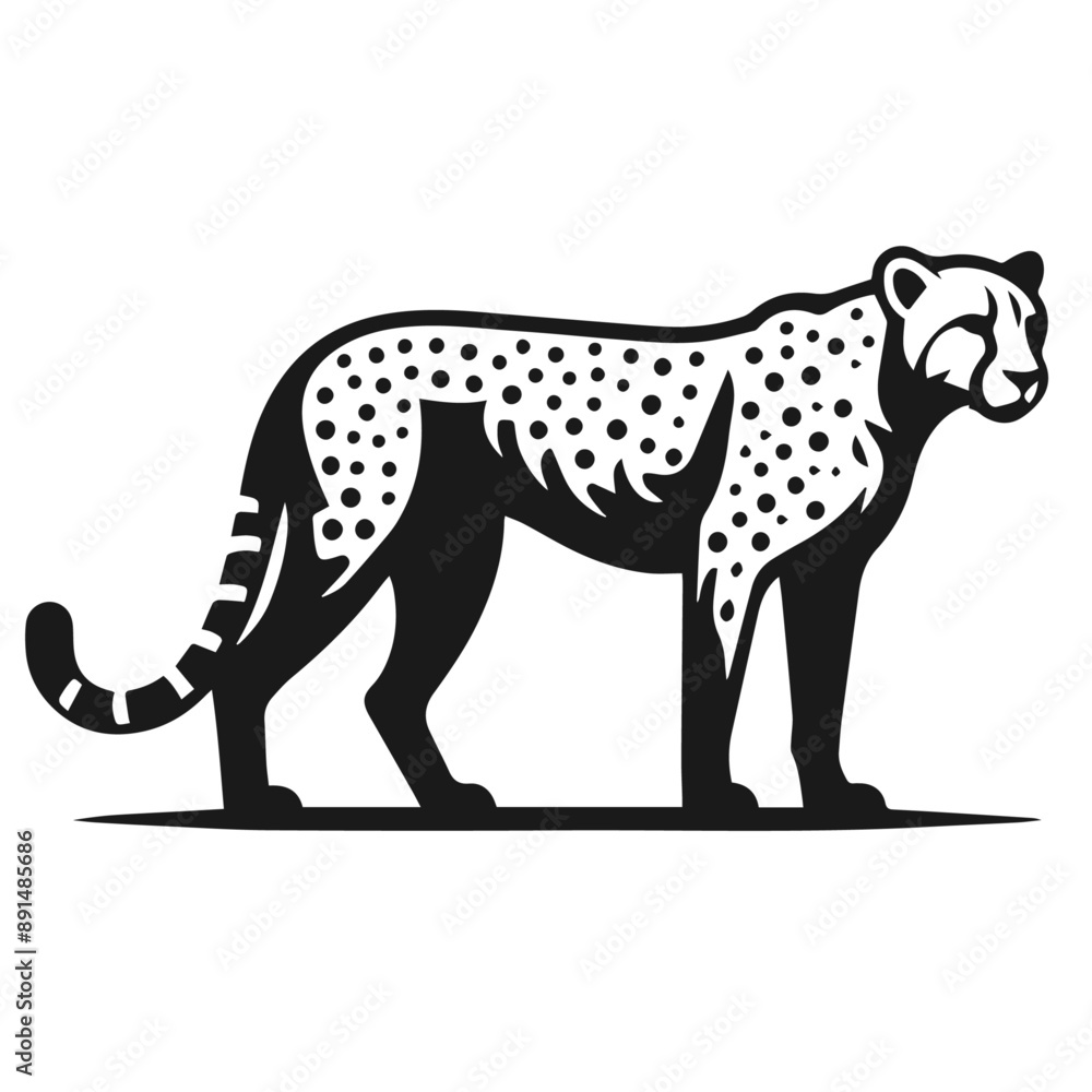 Clean Black and white Vector silhouette of a Cheetah on white background Clean Black and white Vector silhouette of a Cheetah on white background