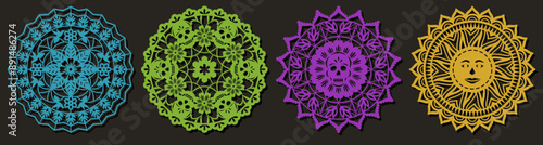 Set of Papel Picado banners. Mexican garlands, fiesta party supplies, party decorations.
