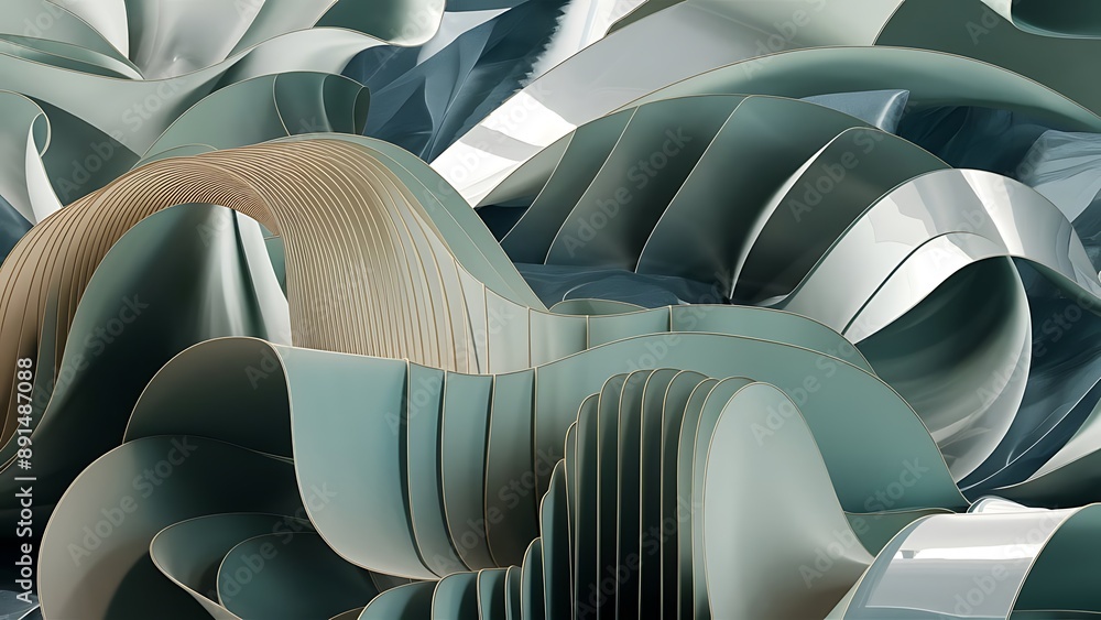 Obraz premium modern abstract wallpaper with curvy layers and folds 3d rendering background