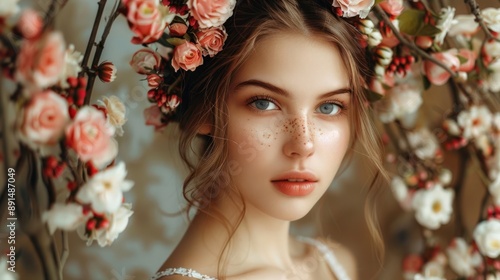 Portrait of a Young Woman with Flowers in her Hair
