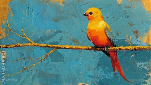 Abstract Bird in a Gold and...