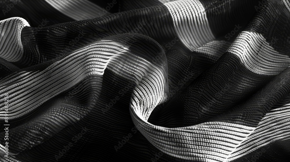 Abstract Black and White Striped Fabric Texture - Closeup Macro Abstract Black and White Striped Fabric Texture - Closeup Macro