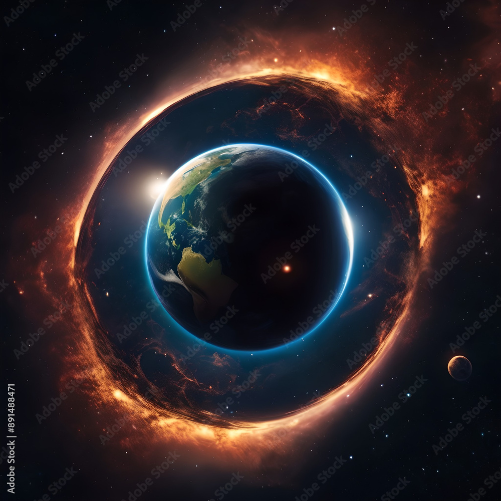 Fototapeta premium earth being swallowed by black hole