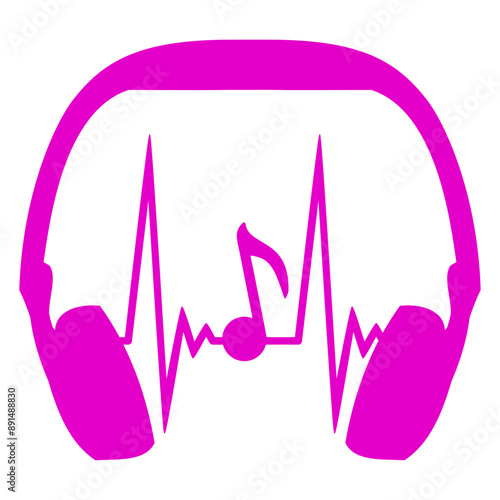 Music Note Headset Headphone Clef Pulse Graph Medicine Heartbeat Frequency ECG French Violin Treble Musical Instrument Sound Love Icon Symbol Design