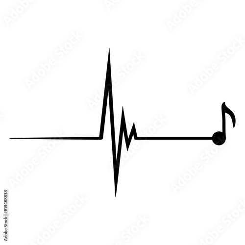 Music Note Clef Pulse Graph Medicine Heartbeat Frequency ECG French Violin Treble Musical Instrument Sound Love Icon Symbol Design