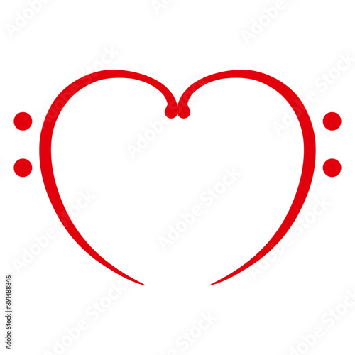 2 Bass Heart Music Love Two Notes Clef French Violin Treble Musical Instrument Sound Icon Symbol Design	